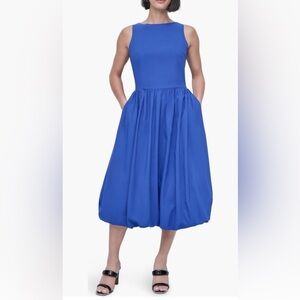 DKNY 
Drop Waist Bubble Hem Midi